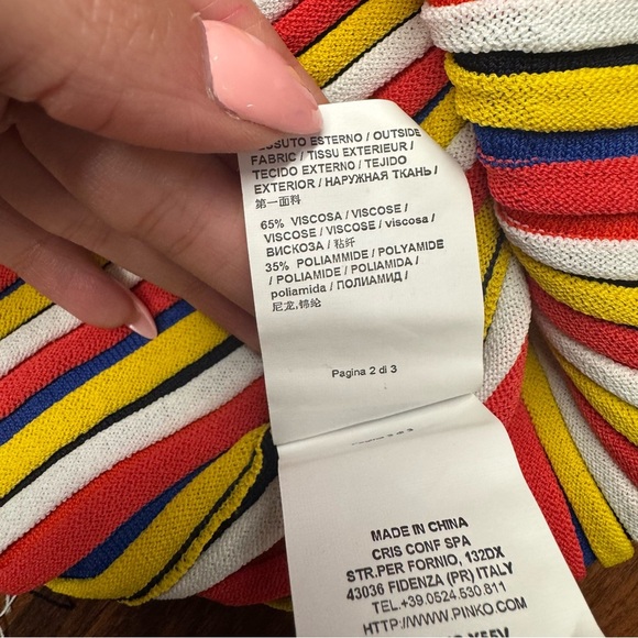 Pinko Striped Knit Fringe Hem Tank Top Multicolor Sleeveless Size Large - Picture 7 of 7